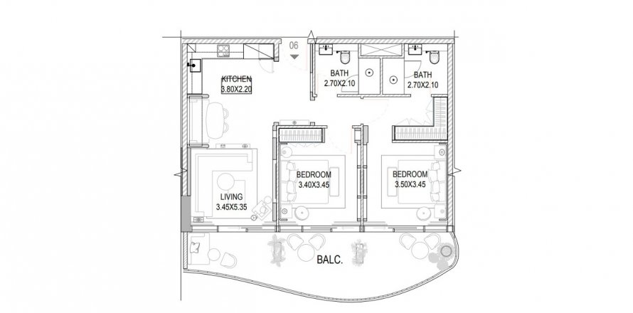 Lakás a The Pier Residence lakóparkban itt: Maritime City, Dubai, EAE, 2 hálószoba, 103.68 m², azonosító: 539399