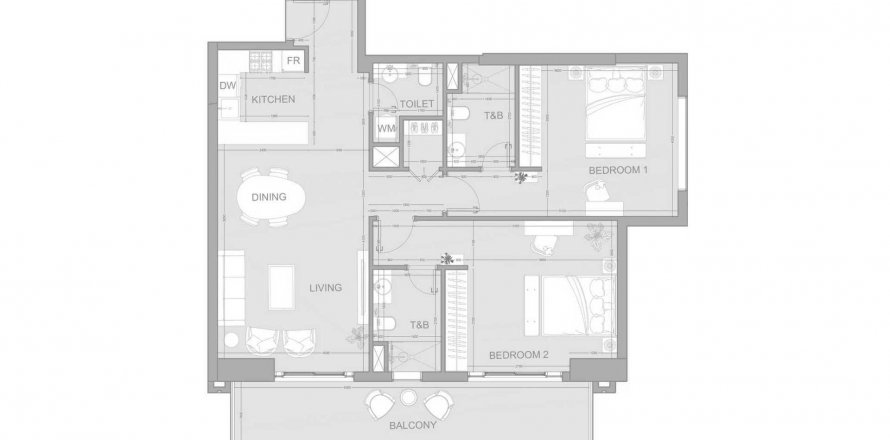 Floor plan «2BR», 2 bedrooms, in AUREL1A