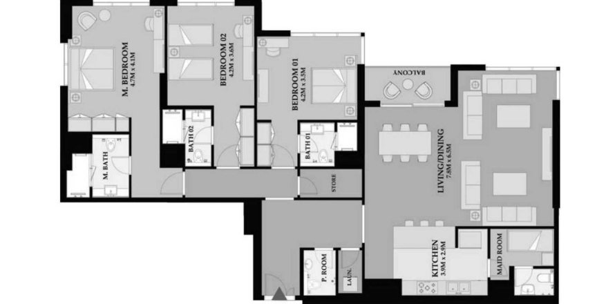 Korter asukohaga Riva Residence asukohaga Maritime City, Dubai, AÜE: 3 magamistoaga, 190.54 m² Nr 646176
