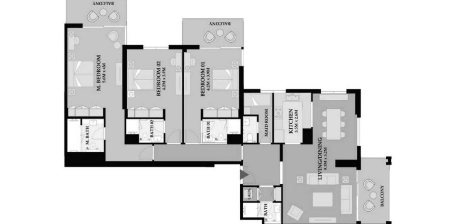 Apartman u Riva Residence u gradu Maritime City, Dubai, UAE 3 spavaće sobe, 207.64 m2 Br. 646174
