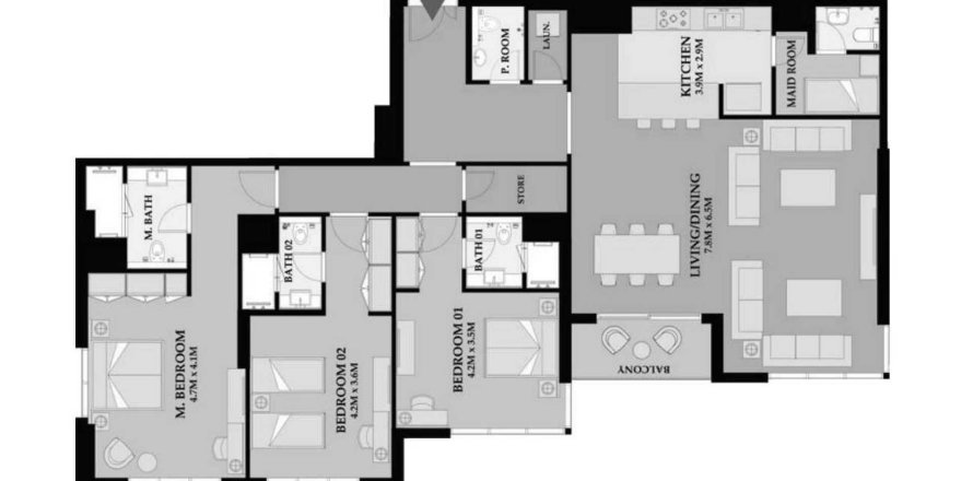 Maritime City、Dubai、UAEにあるマンション 3ベッドルーム、190.17 m2 No646177