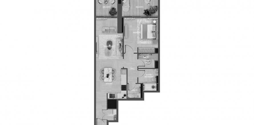 Apartament în Al Barsha, Dubai, EAU 3 dormitoare, 86.6 mp. №574716