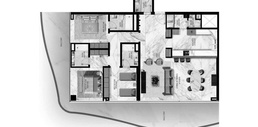 Apartment in Elie Saab Waterfront in Al Reem Island, Abu Dhabi, UAE 3 bedrooms, 195.9 sq.m. № 760466