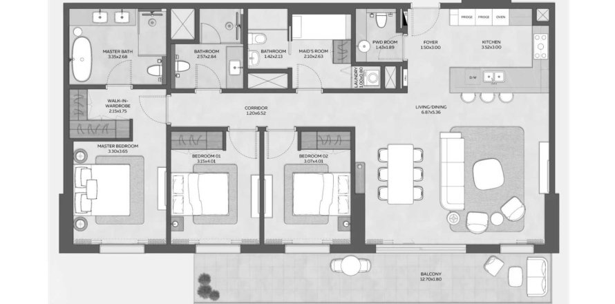 Huoneisto Expo Valley Views - Ghadeer Dubai, Arabiemiraatit 3 makuuhuonetta, 169 m2 № 691946