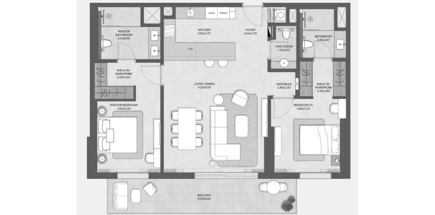 Appartement à Dubai, EAU: 2 chambres, 124.3 m2 № 691945