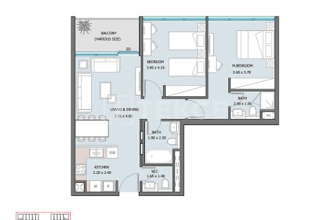 Byt v Masdar City, Abu Dhabi, SAE 2 ložnice, 100 m² Č.: 701824 - fotografie 18