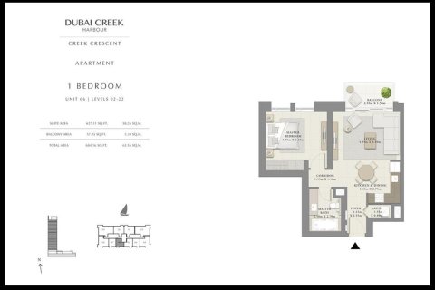 Byt v Dubai Creek Harbour (The Lagoons), SAE 1 ložnice, 63.64 m² Č.: 755121 - fotografie 9