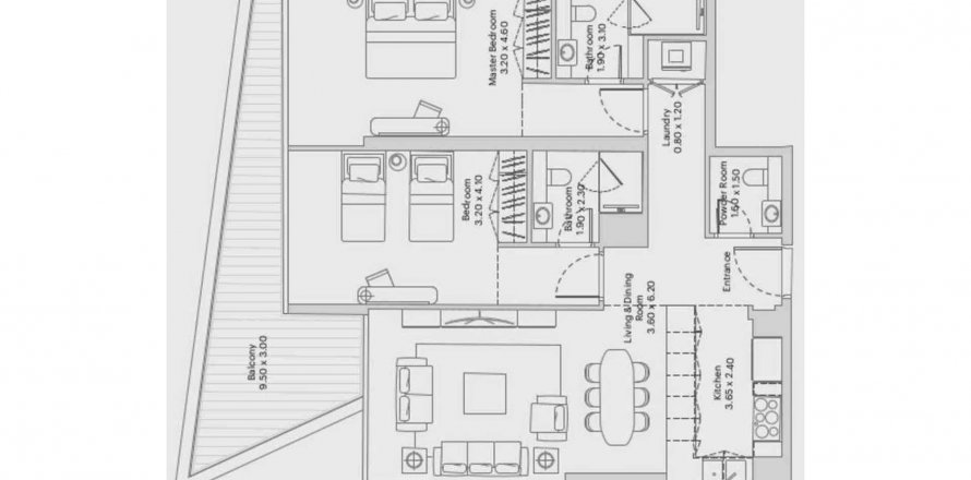 Huoneisto ELEVE Downtown Jebel Ali, Dubai, Arabiemiraatit 2 makuuhuonetta, 112.6 m2 № 421072