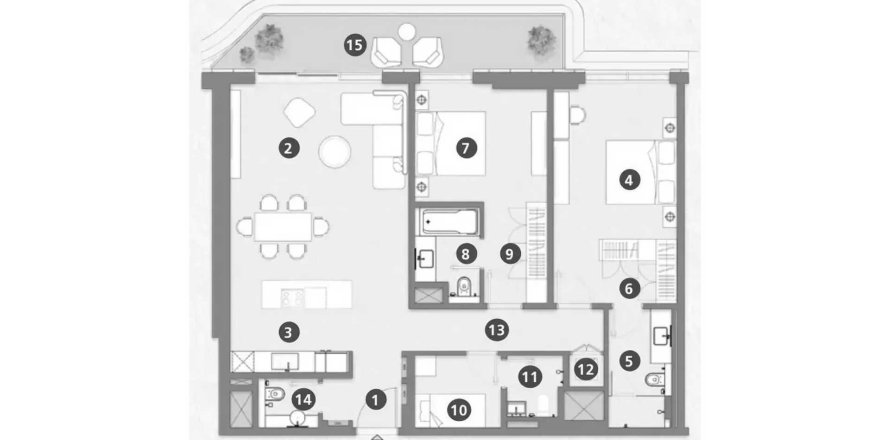 Floor plan «2BR», 2 bedrooms, in Muheira Maysan