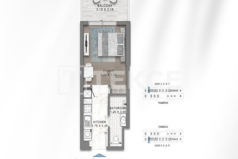 Huoneisto Golf City, Dubai, Arabiemiraatit 2 makuuhuonetta, 108 m2 № 760863 - kuva 26