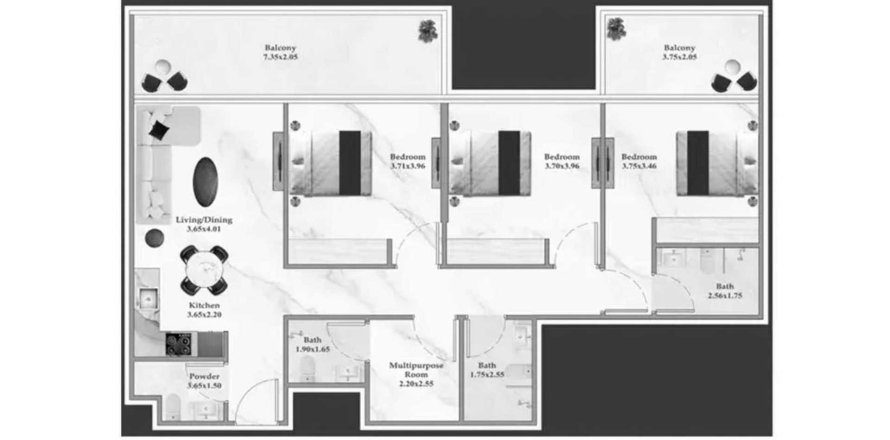 Apartament në Serenz në Jumeirah Village Circle, Dubai, Emiratet e Bashkuara Arabe 3 dhoma gjumi, 121 m2. № 694579