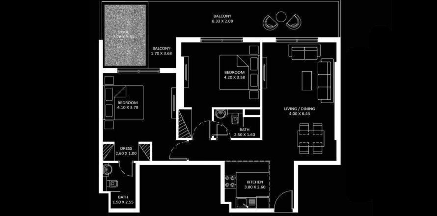 Apartament în Jumeirah Lake Towers, Dubai, EAU 2 dormitoare, 117.95 mp. №500822