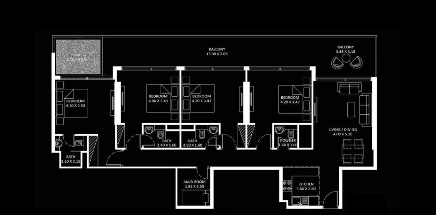Apartament în Jumeirah Lake Towers, Dubai, EAU 4 dormitoare, 183.3 mp.  №434119