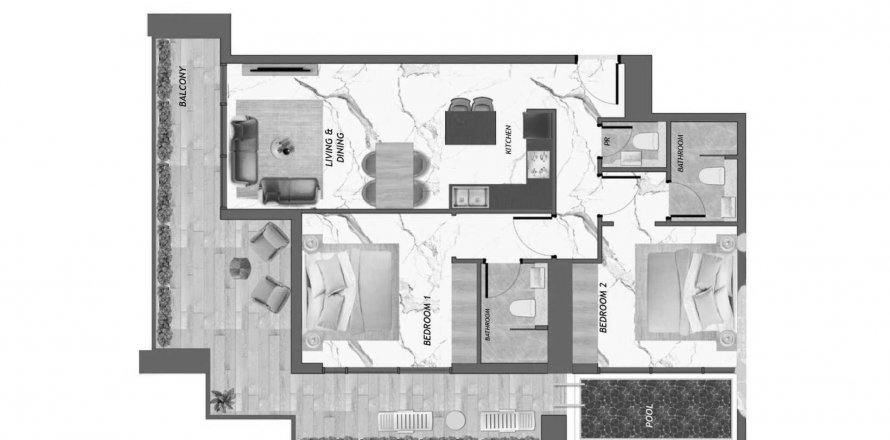 Apartment in SAMANA Manhattan in Jumeirah Village Circle, Dubai, UAE 2 bedrooms, 210.31 sq.m. № 340936