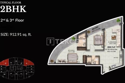 Apartmen di Dubai, UAE 2 bilik tidur, 83 meter persegi № 740702 - foto 17