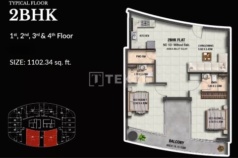 Apartmen di Dubai, UAE 2 bilik tidur, 83 meter persegi № 740702 - foto 20