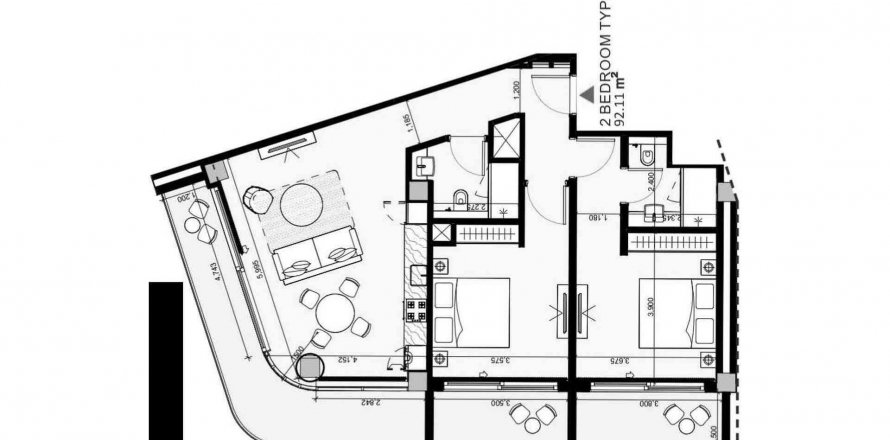 Apartment sa Arian sa Downtown Jebel Ali, Dubai, UAE 2 silid-tulugan, 90.71 sq.m. № 564678