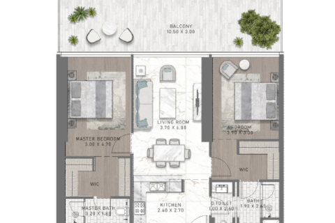 Apartmen di Dubai Harbour, UAE 1 bilik tidur, 69 meter persegi № 690216 - foto 8