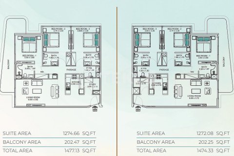 Apartman u Dubai, UAE 3 spavaćih soba, 137 m2 Br. 692024 - fotografija 26