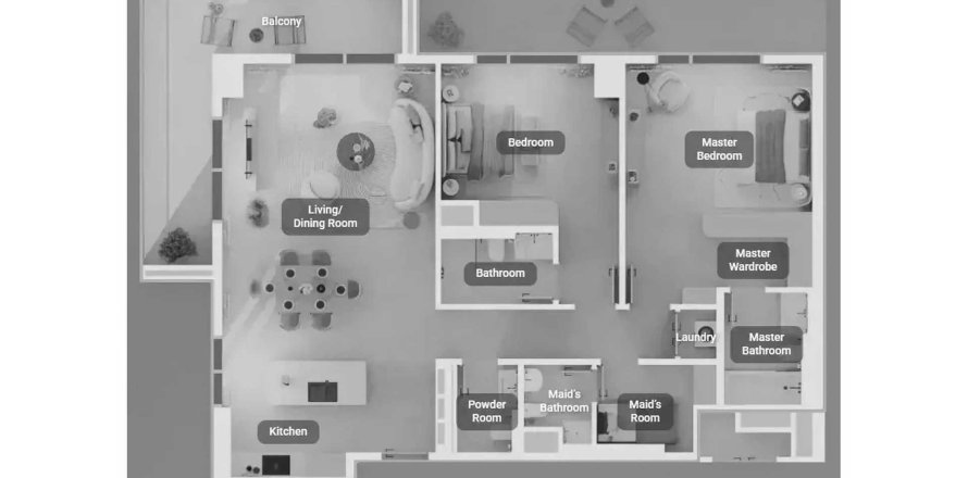 Lakás «2BR» alaprajz, 2 hálószoba a Tara Park