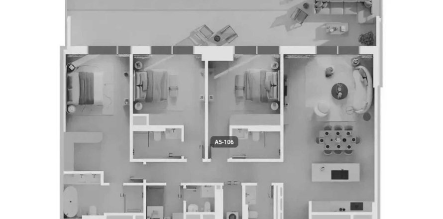 Floor plan «3BR», 3 bedrooms, in Tara Park