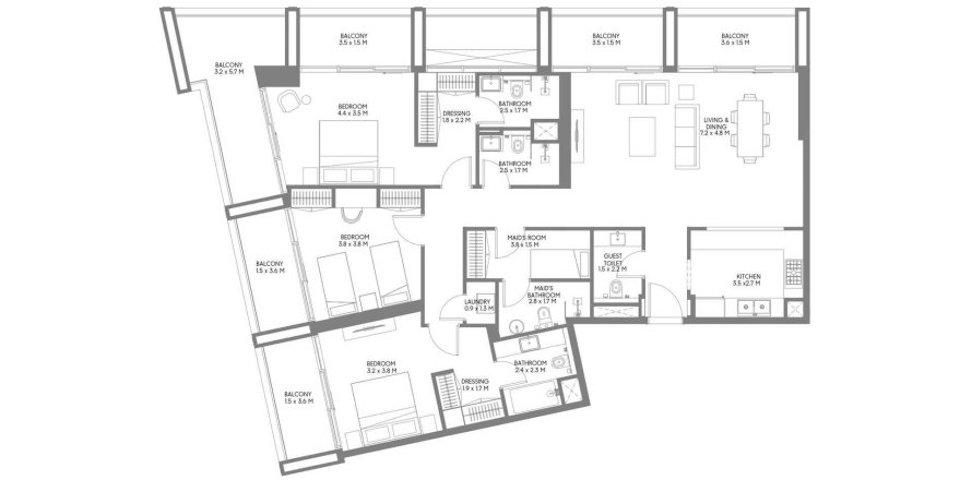 Appartamento a Muwaileh Commercial, Sharjah, EAU 3 camere da letto, 193 mq. № 706208