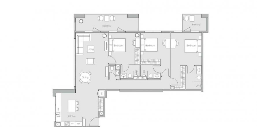 Apartman u V1TER u Jumeirah Village Circle, Dubai, UAE 151.03 m2, 3 spavaćih soba Br. 302410