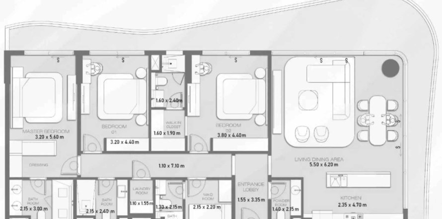 Квартира в Wave в Дубай, ОАЭ 4 комнаты, 190м2 № 695552