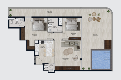 Apartment in Dubai, UAE 1 room, 32 sq.m. № 732737 - photo 7