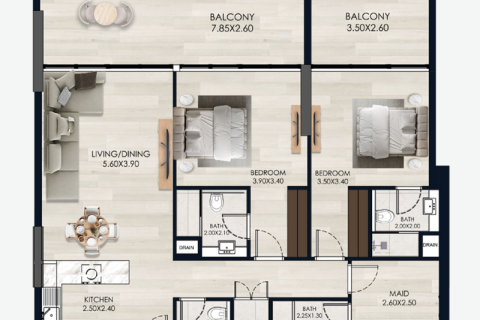 Dzīvoklis Dubaijā, AAE 1 istaba, 44 m2 Nr. 732733 - attēls 6