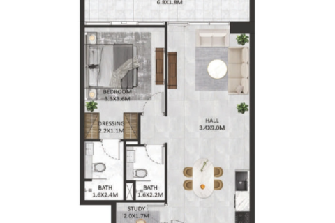 Jumeirah Village Circle, Dubai, संयुक्त अरब अमीरात में अपार्टमेंट, 1 कमरा, 39 वर्ग मीटर, संख्या 732729 - फ़ोटो 5