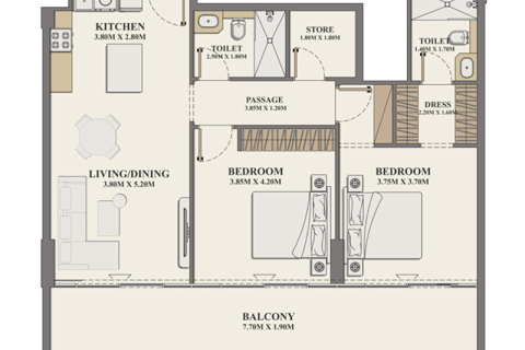Huoneisto Al Furjan, Dubai, Arabiemiraatit 1 makuuhuone, 76 m2 № 732728 - kuva 8
