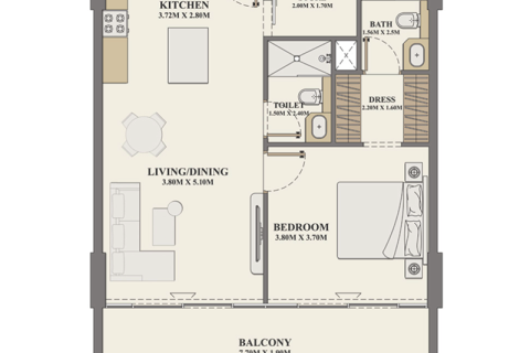 Huoneisto Al Furjan, Dubai, Arabiemiraatit 1 makuuhuone, 76 m2 № 732728 - kuva 7