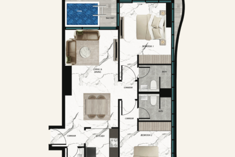 Appartement te koop in Majan, Dubai, VAE 1 kamer, 37 vr.m., nr 732797 - foto 8
