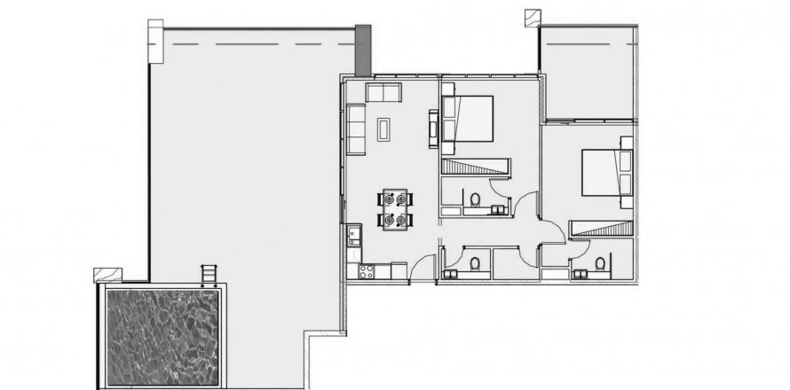 Floor plan «2BR», 2 bedrooms, in SAMANA Manhattan 2