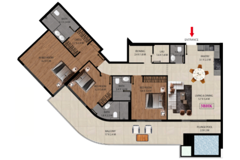 Apartmán v Arjan, Dubai, SAE 1 spálňa, 70 m2 č. 732658 - Fotografia 8