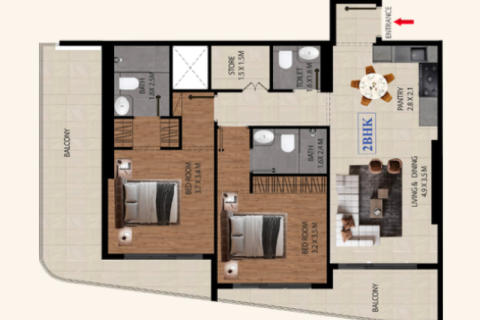 Apartmán v Arjan, Dubai, SAE 1 spálňa, 70 m2 č. 732658 - Fotografia 7