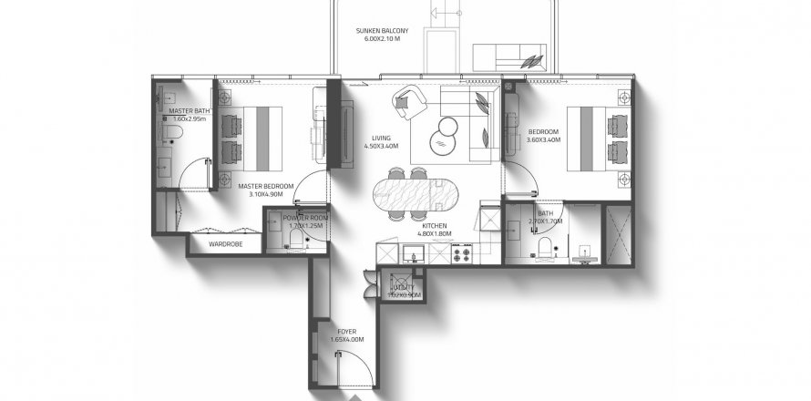 Lägenhet i Dubai Land, Dubai, UAE 2 sovrum, 94 kvm Nr. 621273
