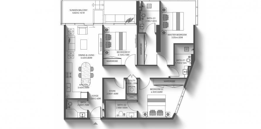 Apartment in REEF 998 Residences in Dubai Land, UAE 3 bedrooms, 130 sq.m. № 621283