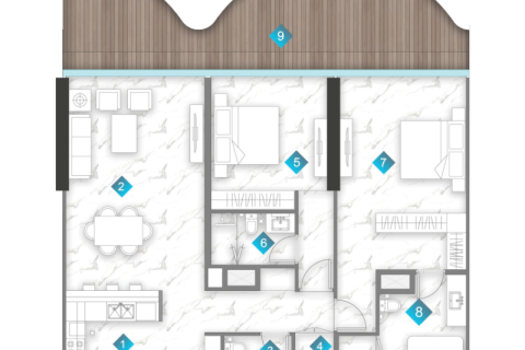 Apartmen di Al Marjan Island, Ras Al Khaimah, UAE 1 bilik tidur, 47 meter persegi № 689968 - foto 10