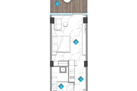 Apartmen di Al Marjan Island, Ras Al Khaimah, UAE 1 bilik tidur, 47 meter persegi № 689968 - foto 14