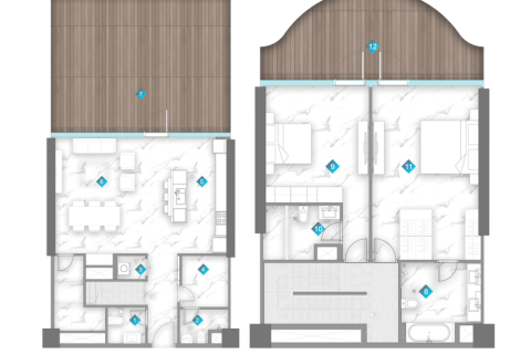 Apartmen di Al Marjan Island, Ras Al Khaimah, UAE 1 bilik tidur, 47 meter persegi № 689968 - foto 13