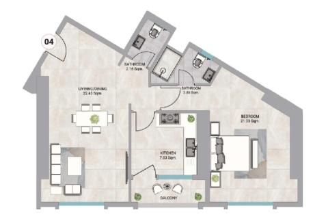 Apartman u Ajman, UAE 1 spavaća soba, 102 m2 Br. 689969 - fotografija 2