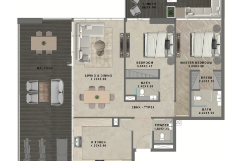 Appartamento in vendita a Al Furjan, Dubai, EAU 1 camera da letto, 74 mq. № 690063 - foto 3