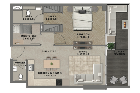 Appartamento in vendita a Al Furjan, Dubai, EAU 1 camera da letto, 74 mq. № 690063 - foto 2