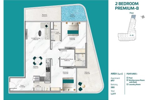 Huoneisto Maritime City, Dubai, Arabiemiraatit 1 huone, 38 m2 № 704423 - kuva 16
