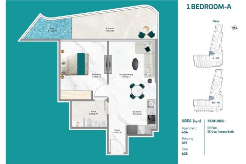 Huoneisto Maritime City, Dubai, Arabiemiraatit 1 huone, 38 m2 № 704423 - kuva 15