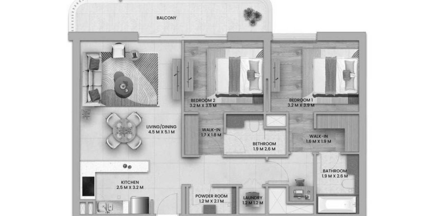 Lakás a Nouran Living lakóparkban itt: Saadiyat Island, Abu Dhabi, EAE, 2 hálószoba, 109 m², azonosító: 760023