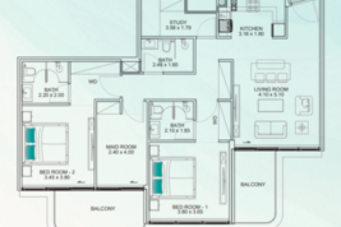 Byt v Dubai, SAE 1 ložnice, 74 m² Č.: 704356 - fotografie 15