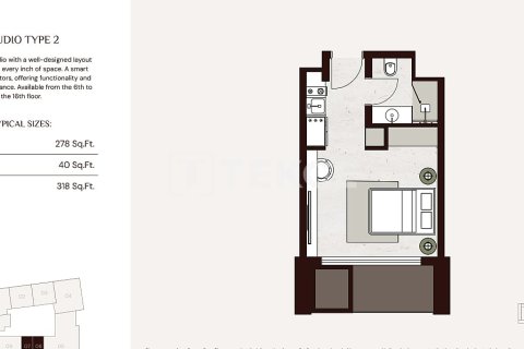 Huoneisto Jumeirah Village Circle, Dubai, Arabiemiraatit 2 makuuhuonetta, 108 m2 № 689633 - kuva 19